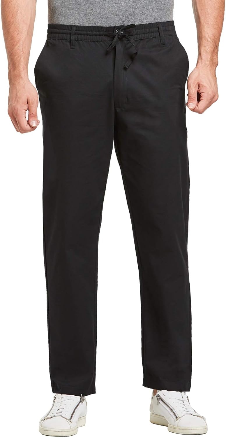 Tansozer Mens Casual Cotton Rugby Trousers with Elasticated Waist L Black