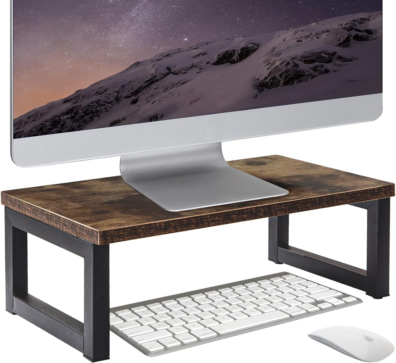 OROPY Wood Vintage Monitor Stand Holder, PC Laptop Computer Screen Riser, Deskto...