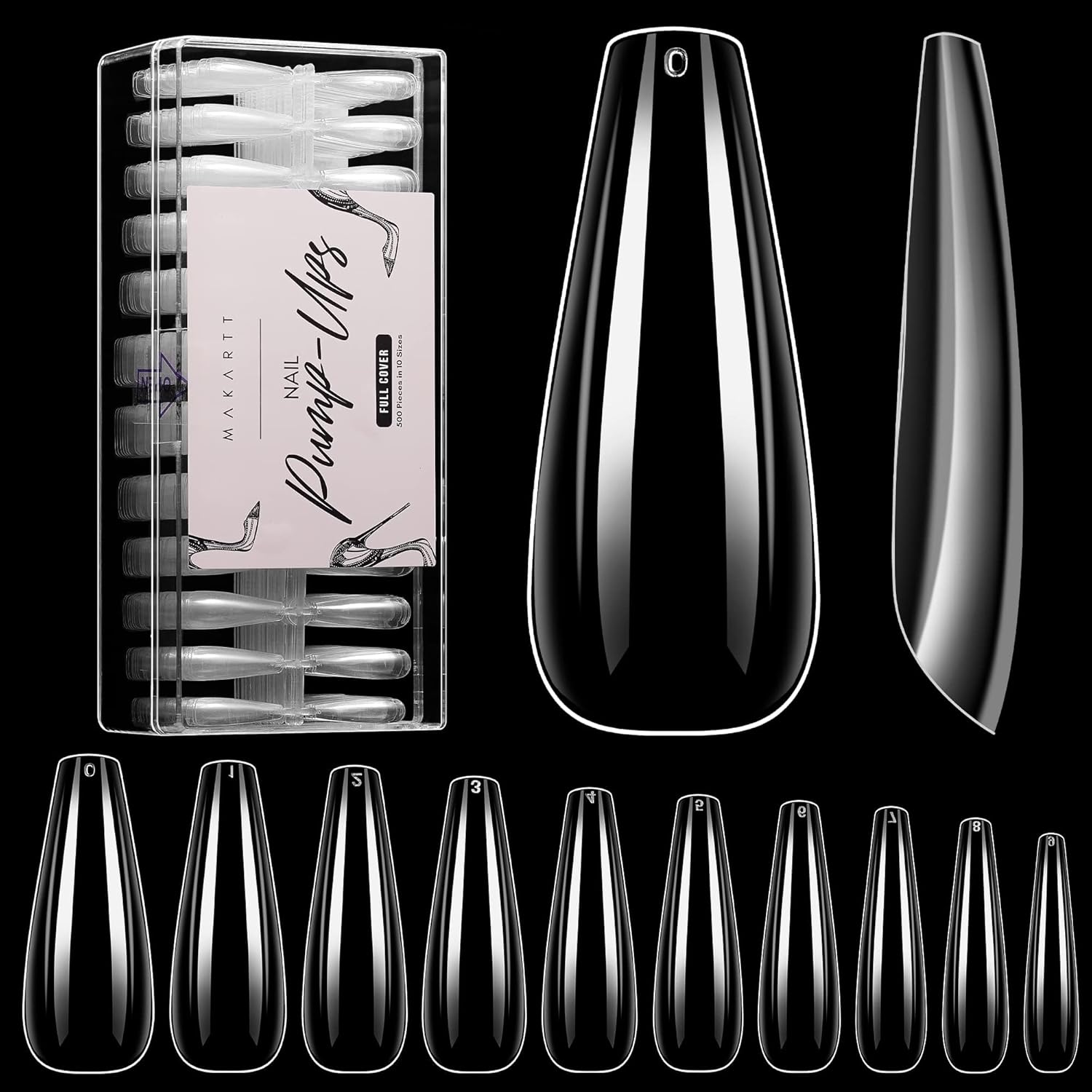 Makartt False Nails, 500pcs Nail Tips Long Coffin Press on Nails Natural Full Co...