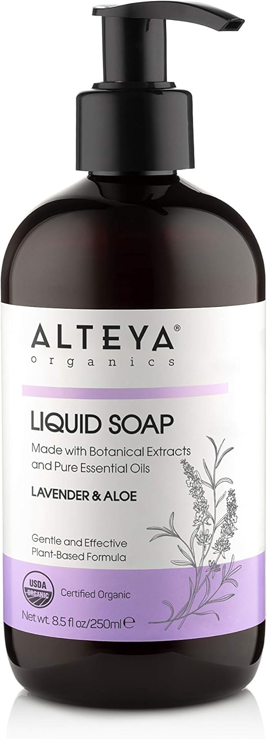 Alteya Liquid Soap Lavender & Aloe USDA Certified Organic Body Cleanser, 250 mL...