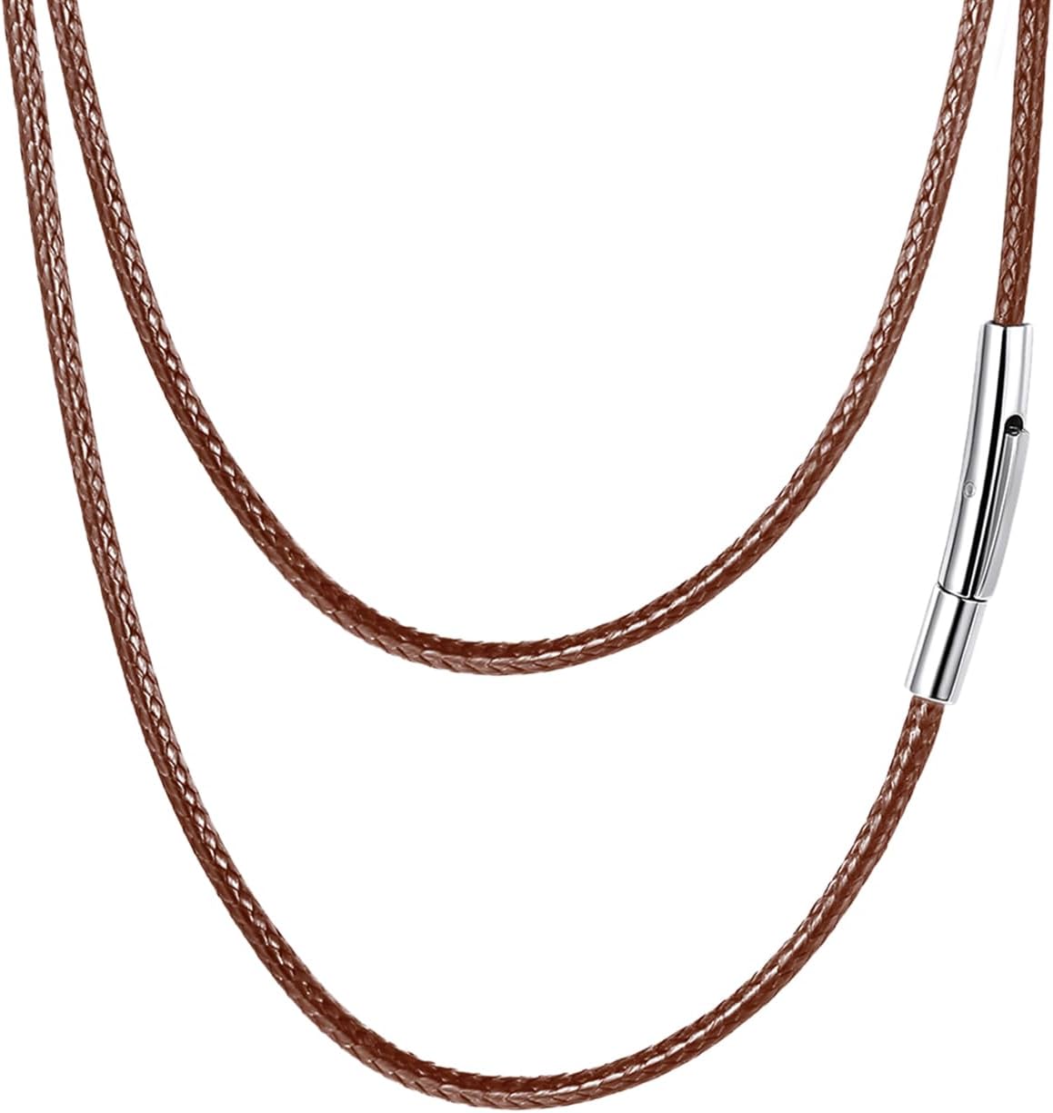 FaithHeart Men Leather Necklace, 2mm/3mm Braided Leather Cord Necklaces 16/18/20...