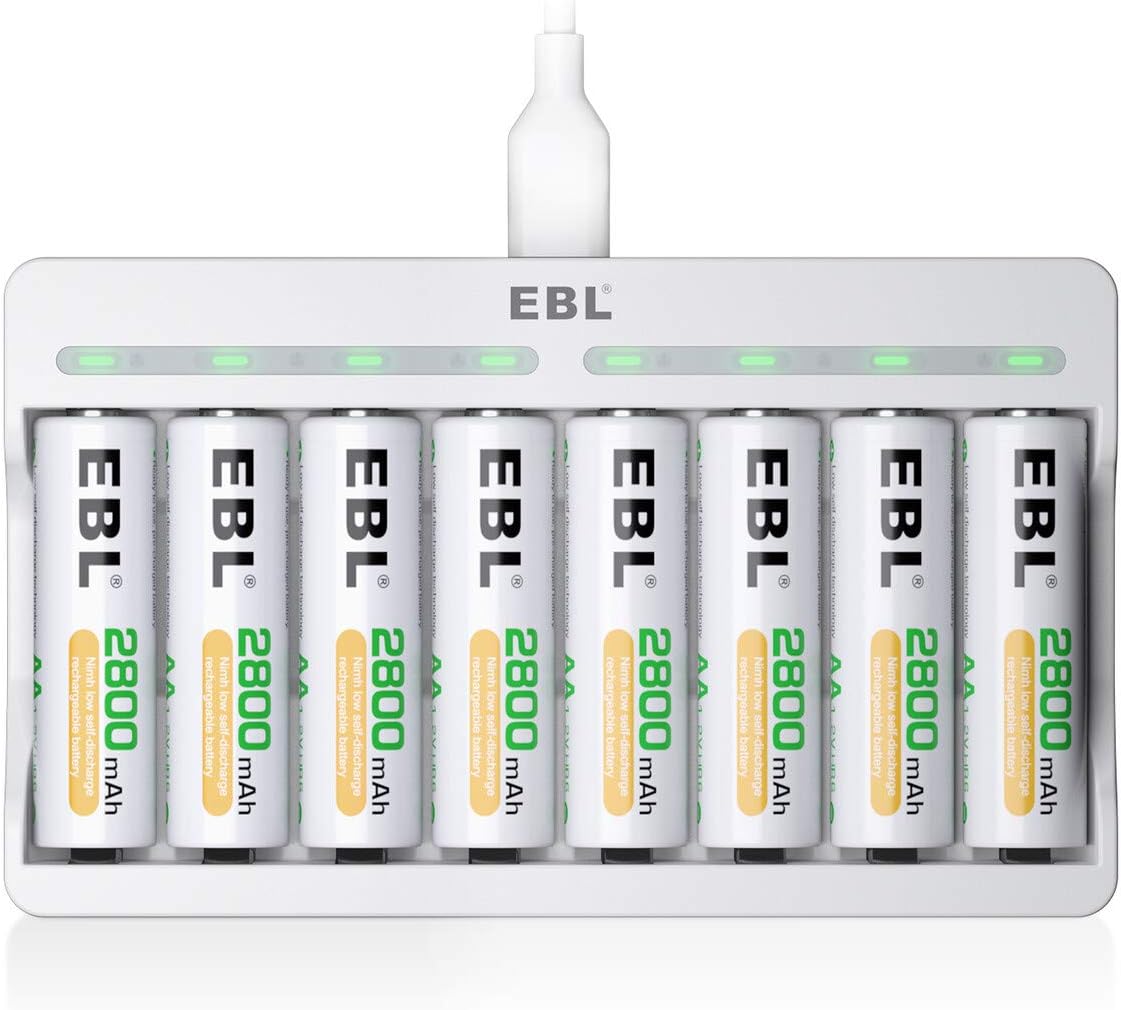 EBL 8 AA Rechargeable Batteries High-capacity with 8 Slots AA AAA Battery Charge...