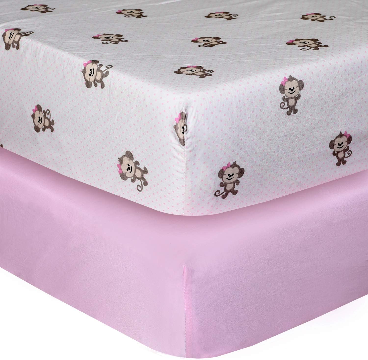 Cuddles & Cribs 2 Pack GOTS Certified Organic Cotton Fitted Crib Sheet – Monkey...
