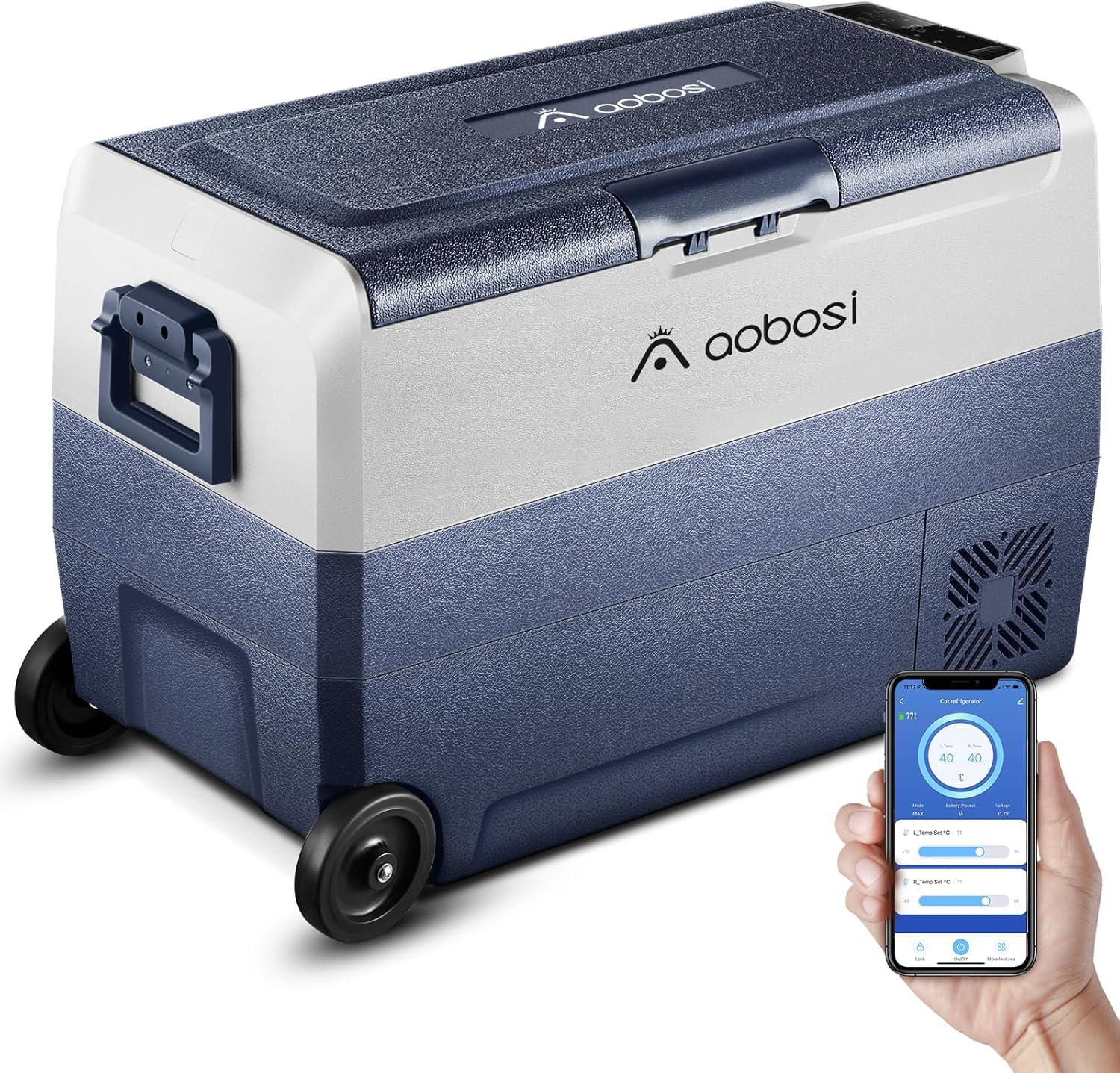 AAOBOSI Car Fridge 50L, Camping Fridge Dual Zone, WIFI APP Control, -20°C-20°C P...