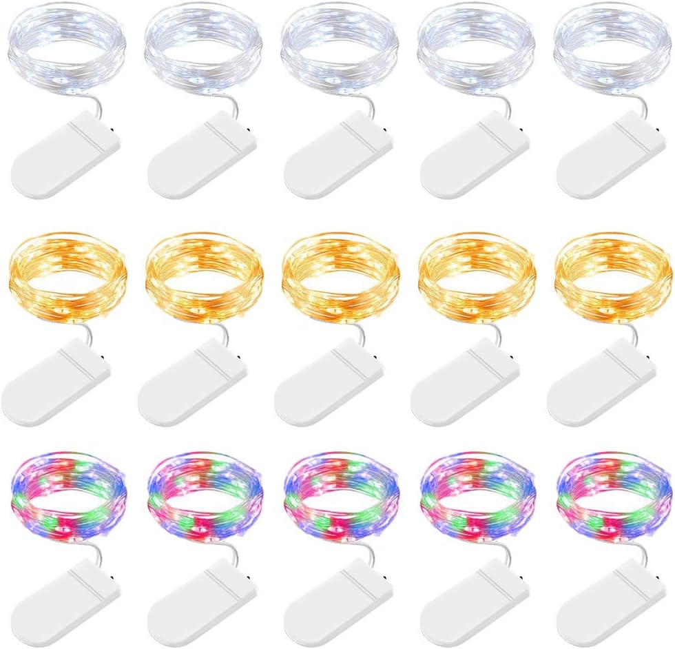 BROTOU LED String Lights 15 Pack, 2M 20 LED Battery Operated Fairy Lights, Water...