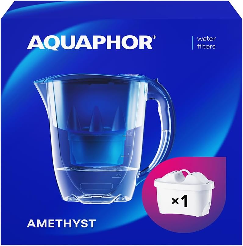 AQUAPHOR Water Filter Jug Amethyst Blue 1 X MAXFOR+ Filter Included I Capacity 2...