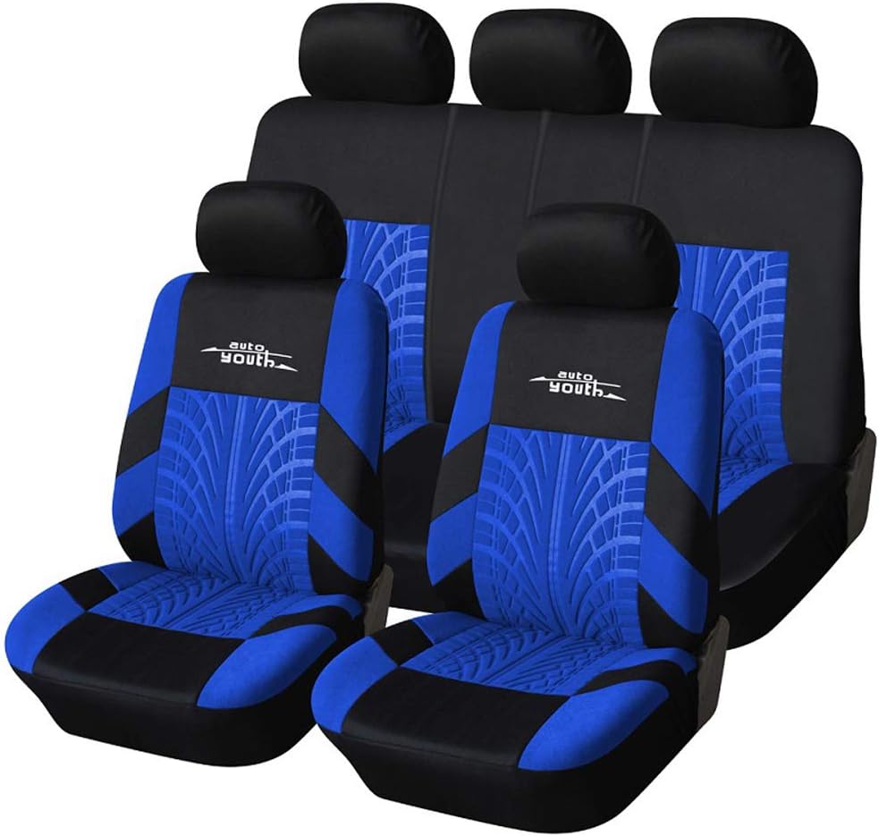 AUTOYOUTH Car Seat Covers Universal Fit Full Set Car Seat Protectors Tire Tracks...
