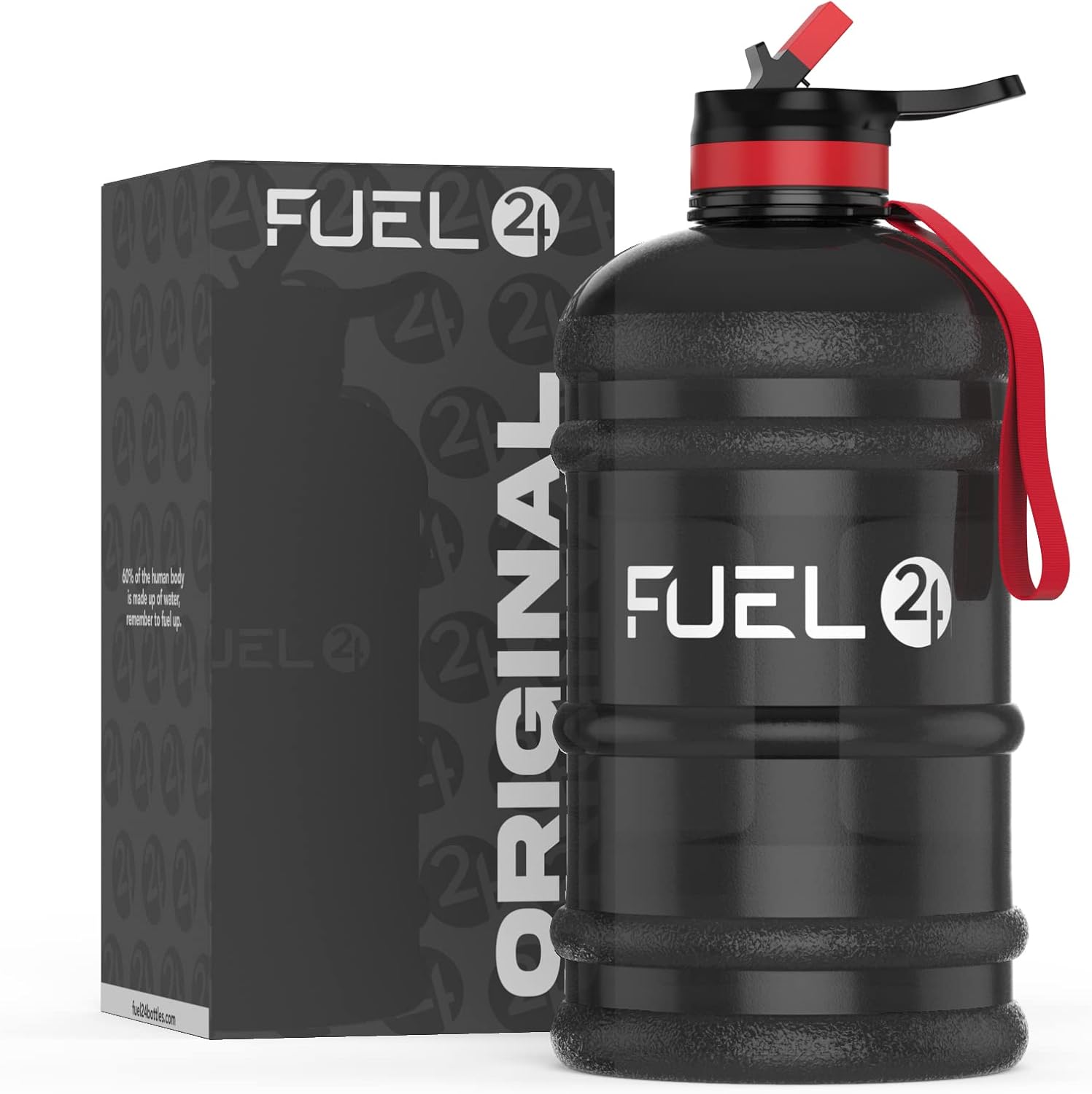 Fuel24 2.2 Litre Water Bottle With Straw/Pop Cap - STRONG Leakproof BPA free Spo...
