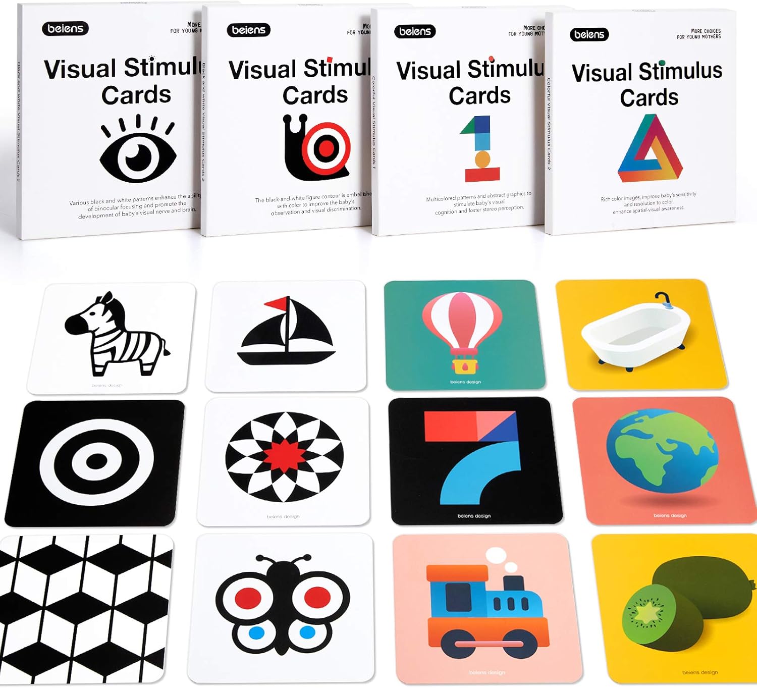 beiens Newborn Essentials Sensory Toys Cards, 160...