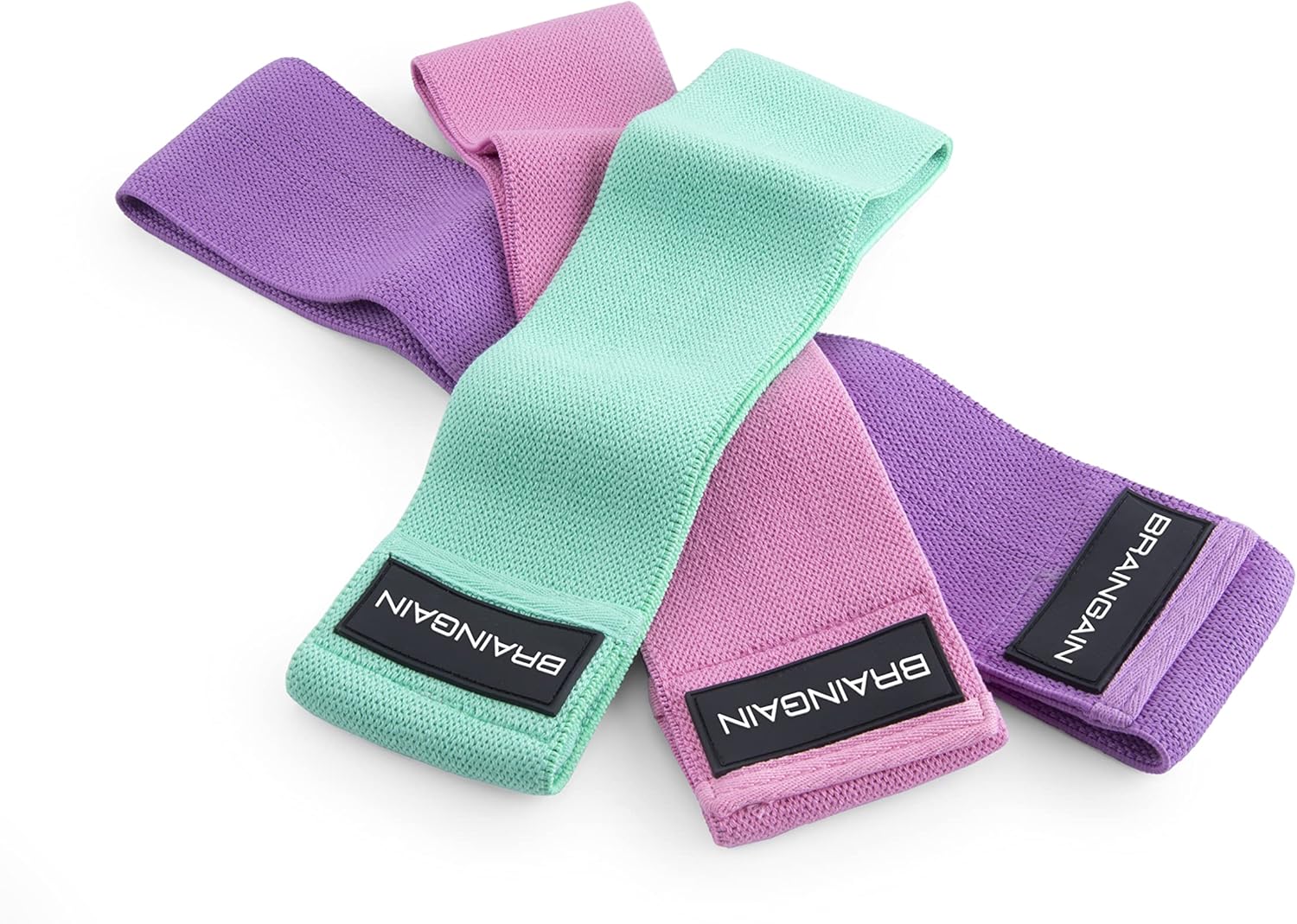 BRAINGAIN Resistance Bands Set, Exercise Bands with 3 Resistance Levels, Fabric...