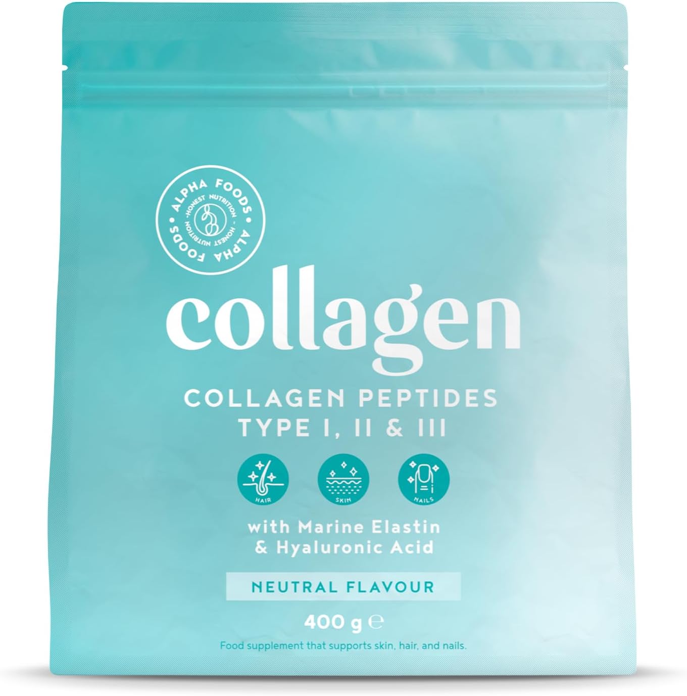 Collagen Powder with Hyaluronic Acid 400g - Collagen Peptides Supplement + Amino...