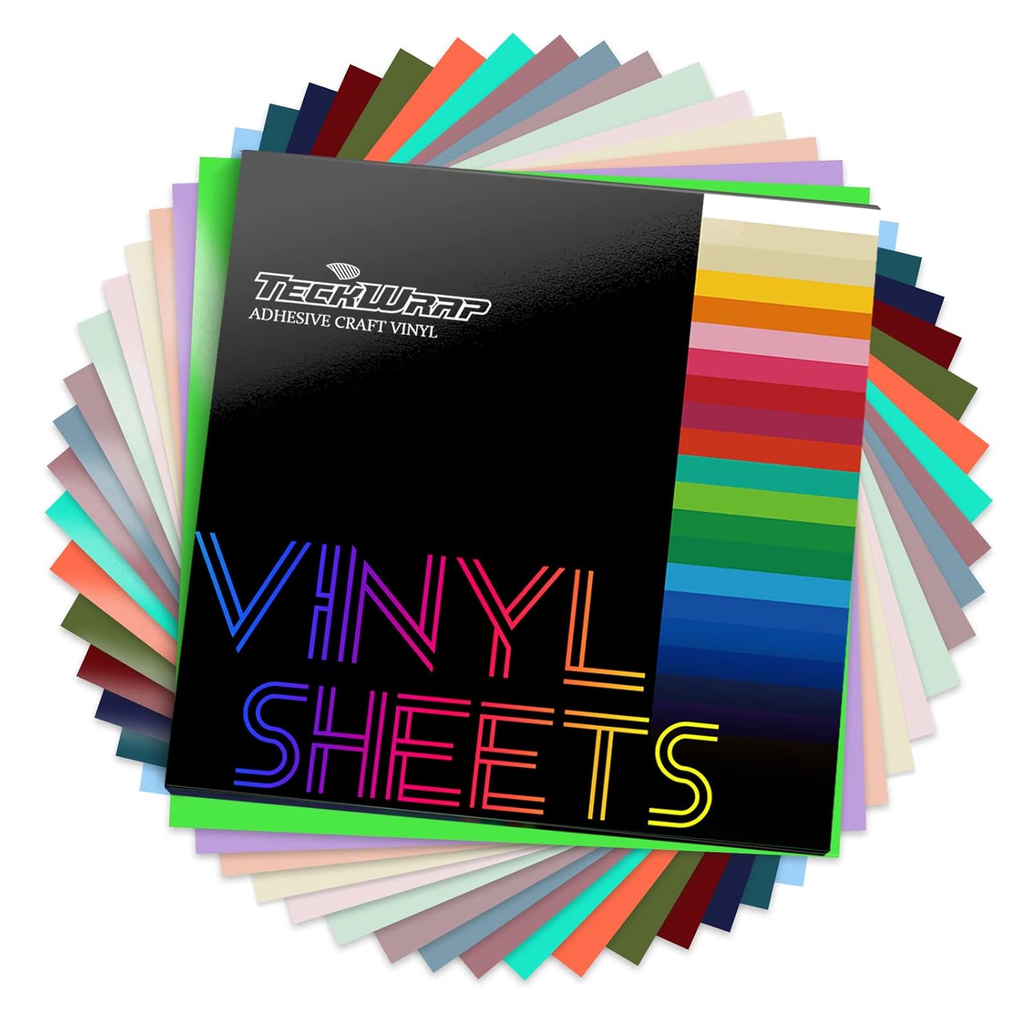 TECKWRAP Matte Permanent Adhesive Vinyl 12" x 12" 16 Sheets/Pack Craft Adhesive...