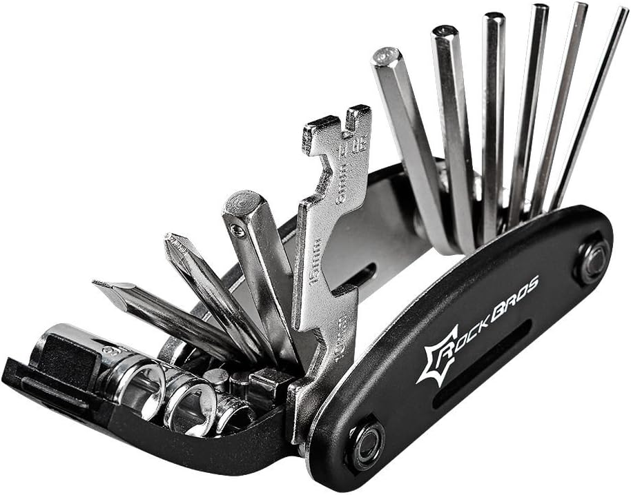 ROCKBROS Bicycle Repair Tool Bike Pocket Multi Function Folding Tool 16 in 1 Bla...