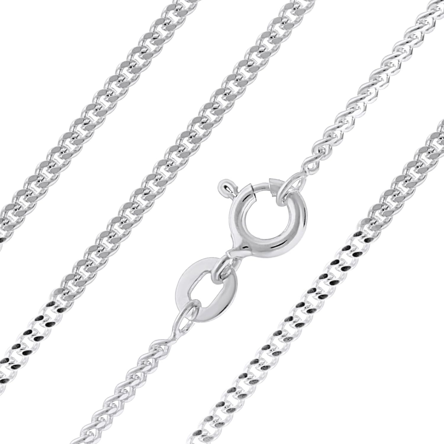 Aeon Jewellery 925 Sterling Silver Necklace - 2mm Diamond Cut Curb Chain | 16, 1...