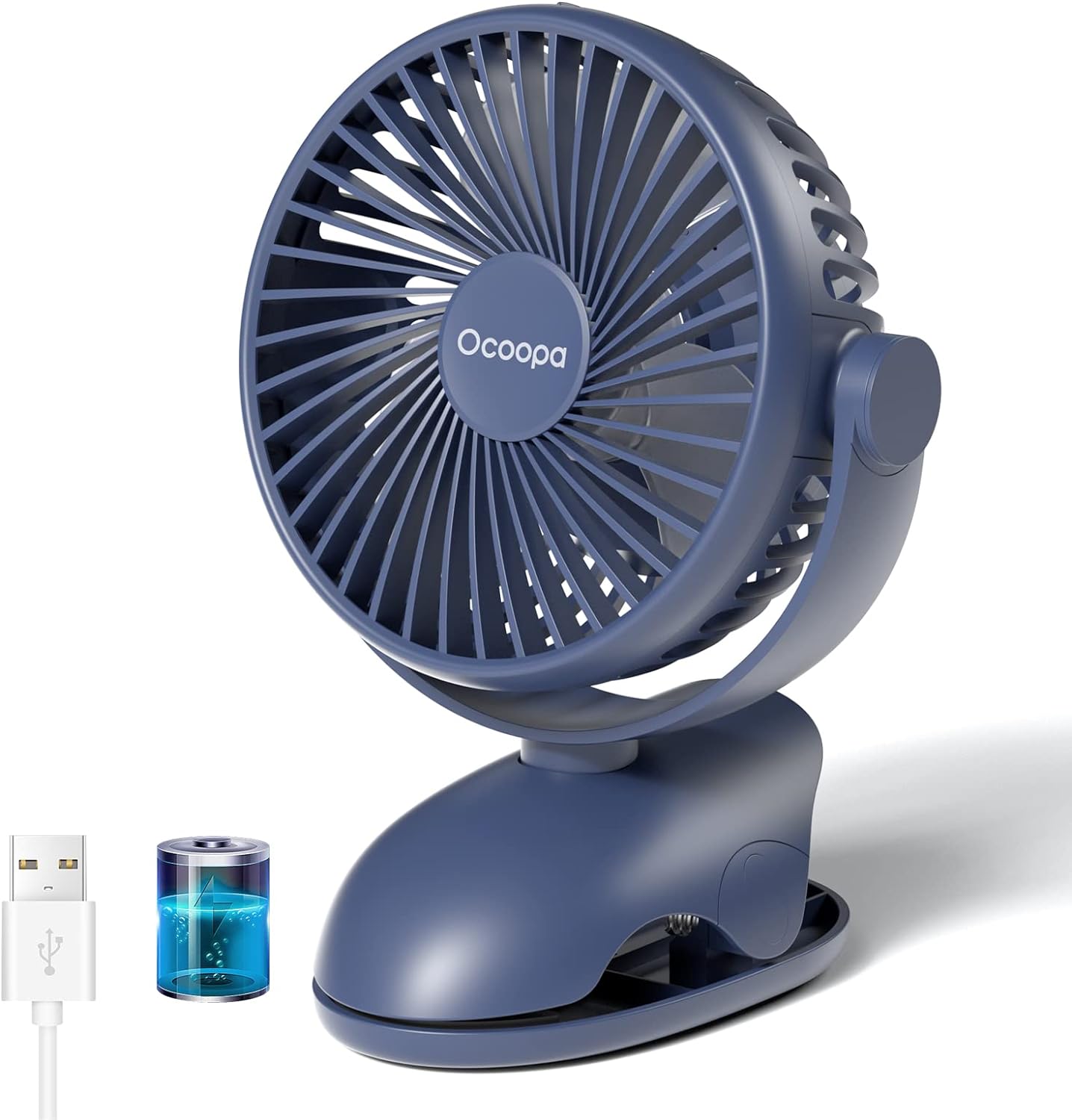 OCOOPA Desk Fan Clip On Fan for Pram, Mini Stroller Fan, 3600mAh Rechargeable Po...