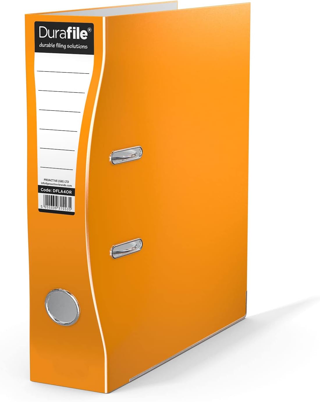 Durafile Lever Arch File, Orange File, Ergonomic Curved Spine' Single Folder, Gl...