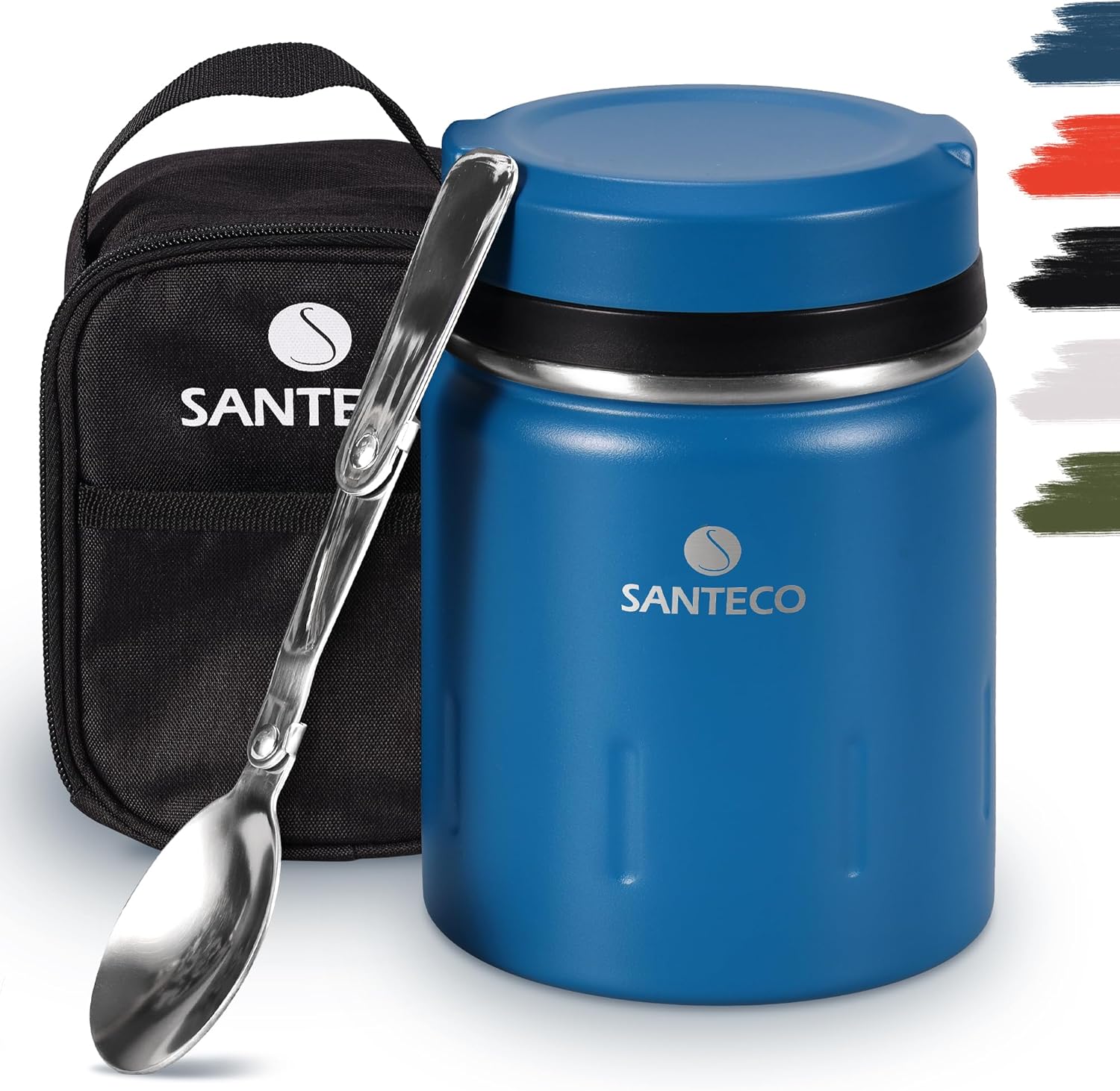 SANTECO Vacuum insulated food Jar, 500ml Double Walled Stainless Steel Food Flas...