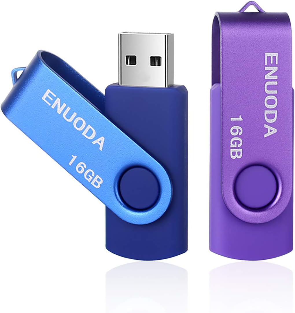 ENUODA 16GB USB Stick 2 Pack USB 2.0 Flash Drive Swivel Design Pen Drive Memory...