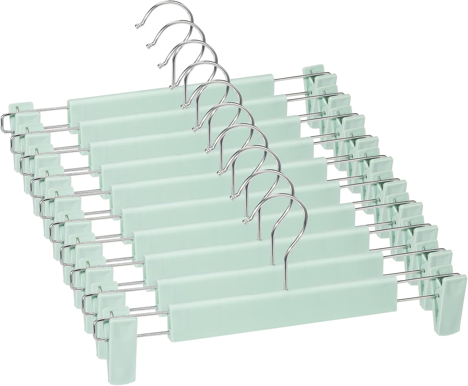 Lamitocs Pack of 10 Skirt Hangers with Strong Non-Slip Adjustable Clips Hooks, S...
