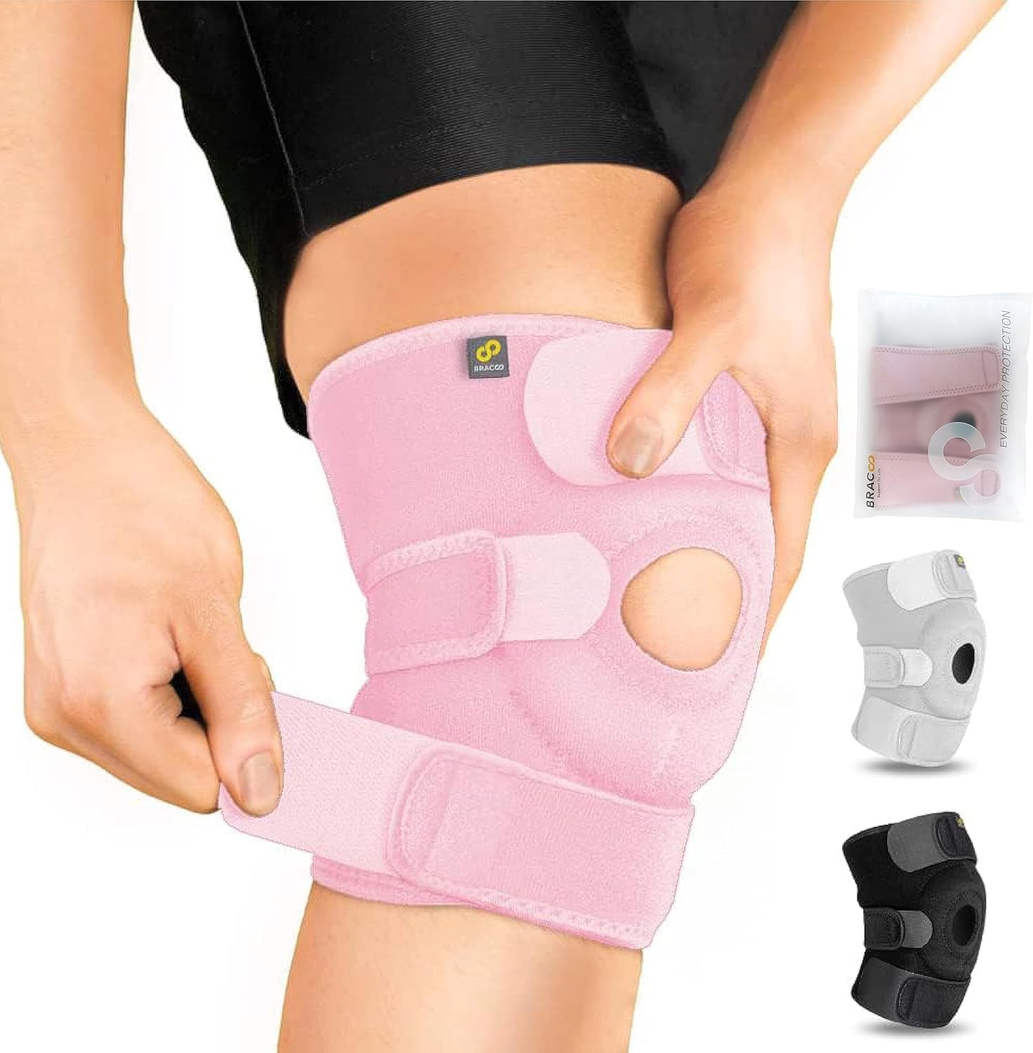 BRACOO Adjustable Compression Knee Patellar Tendon Support Brace for Men Women -...
