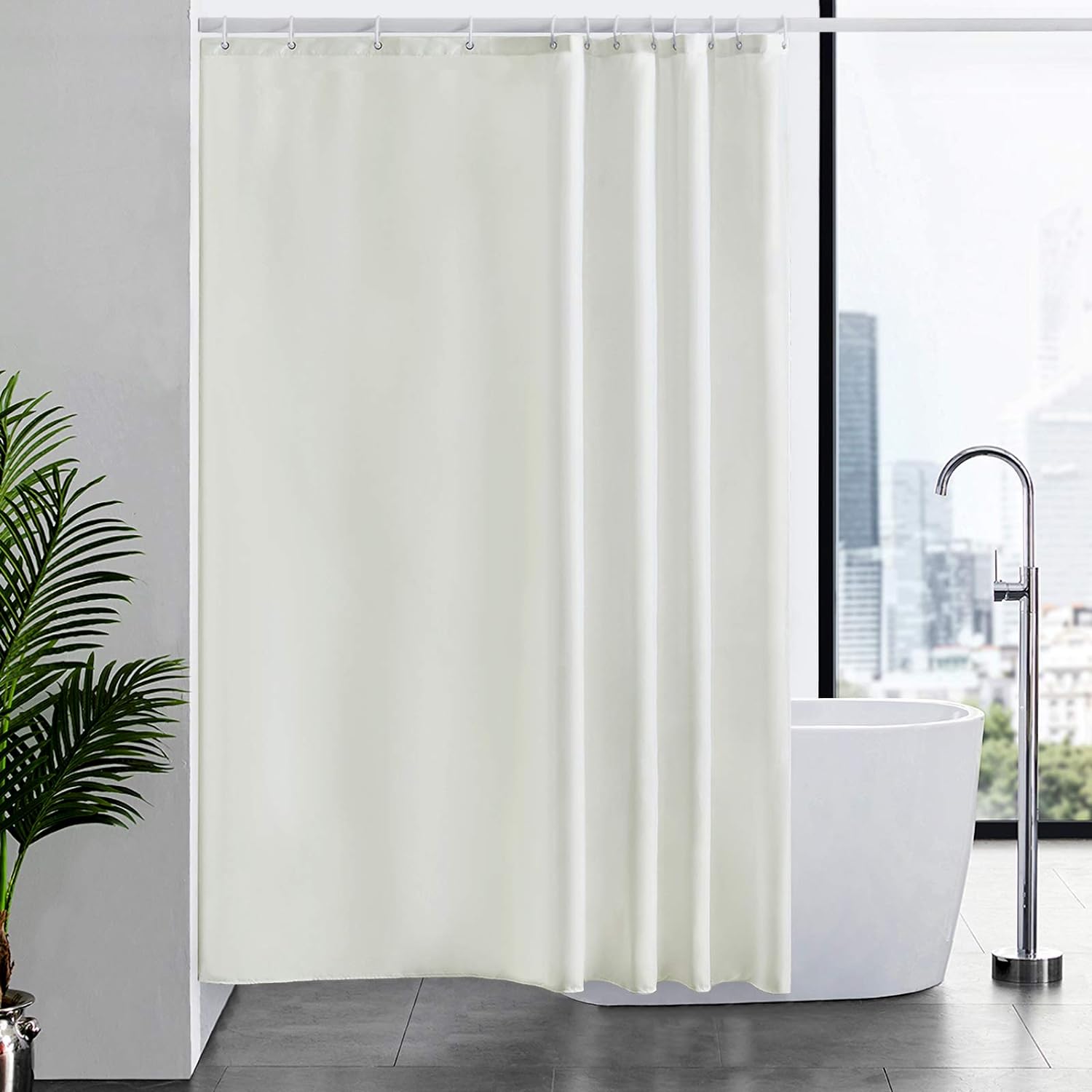 Furlinic Beige Shower Curtains Extra Large Bathroom Waterproof Fabric Washable L...