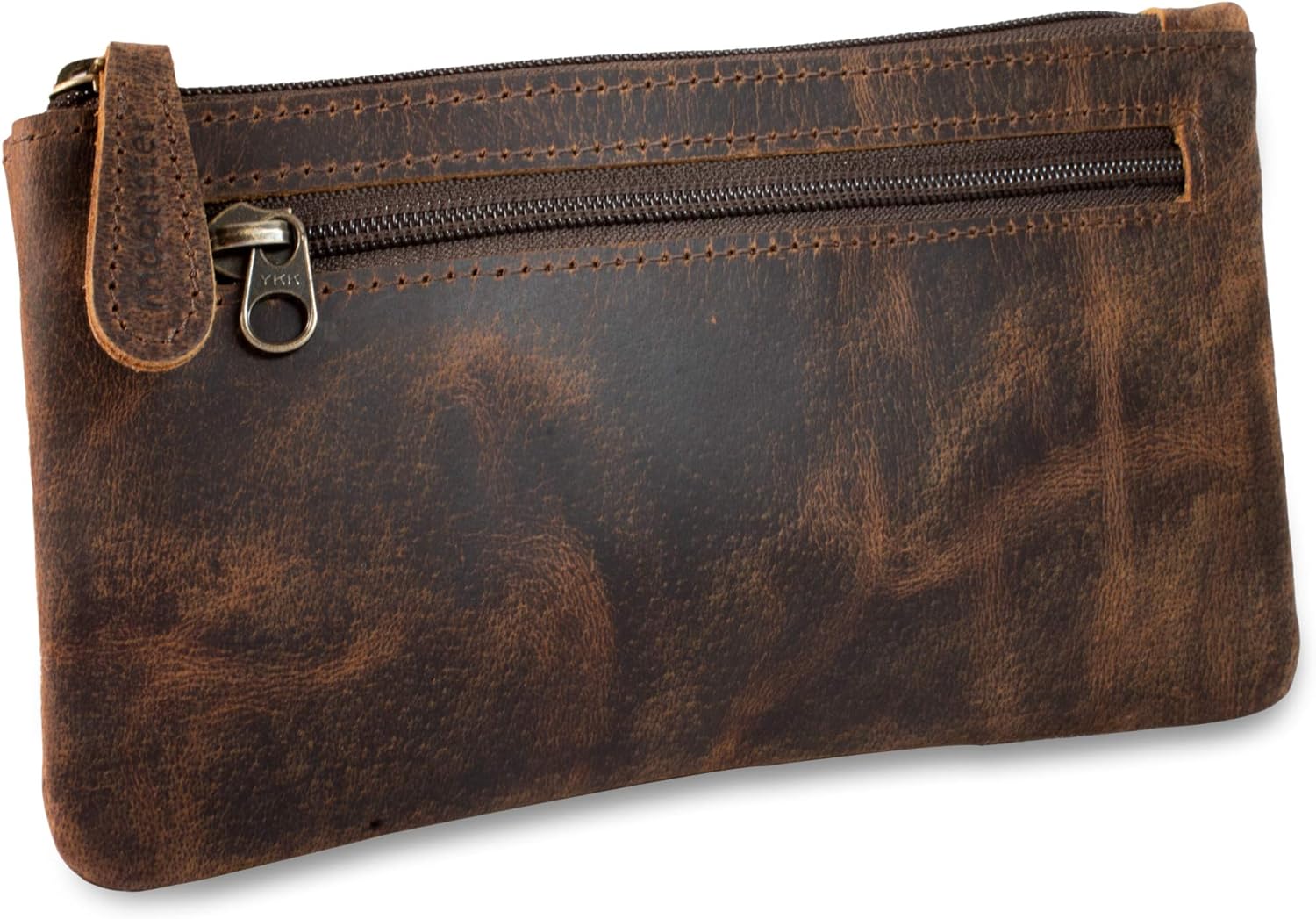 moonster Leather Pencil Case Pouch, Handcrafted Leather Pen Case with Zipper Tha...