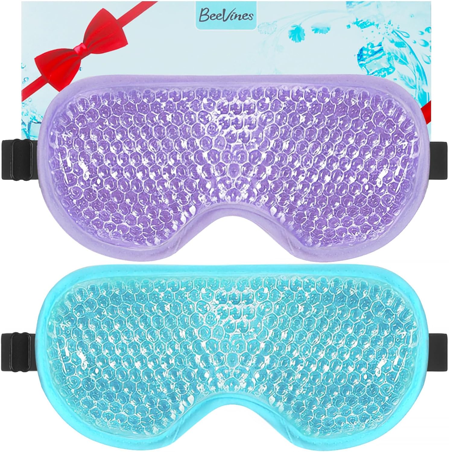 BeeVines Cooling Eye Mask, 2 Pack Gel Cold Eye Mask for Puffy Eyes, Eye Mask for...
