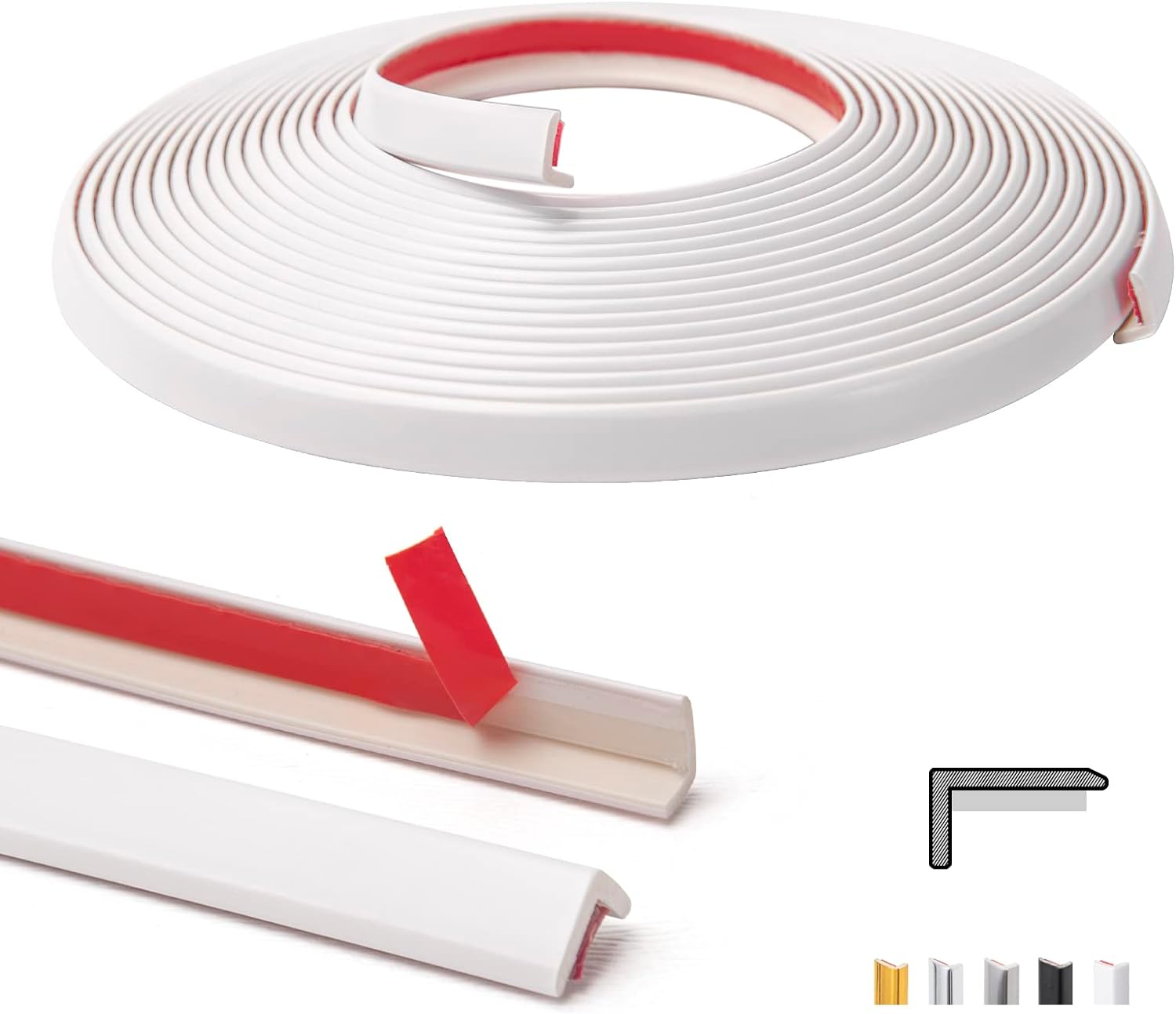 Art3d 20ft Outside Vinyl Corner Trim Peel and Stick for Tile and Wall Edges, Fur...