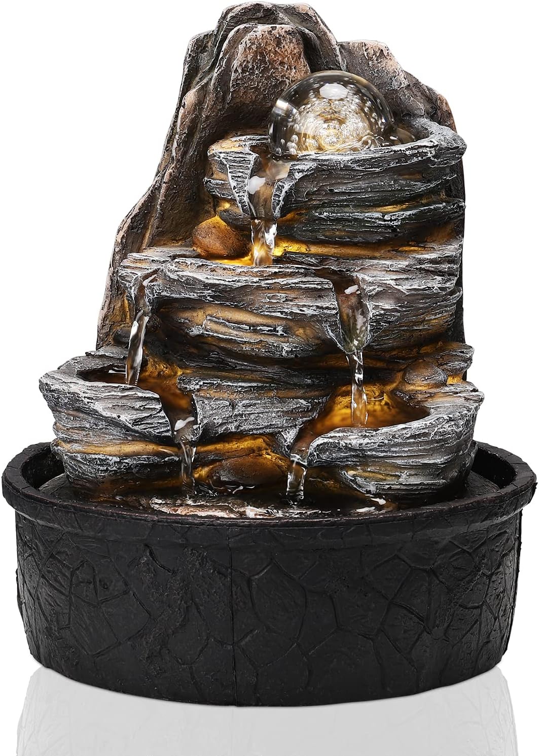 BTGGG Indoor Fountain with Rolling Ball LED Light Indoor Water Features 20.5 * 2...