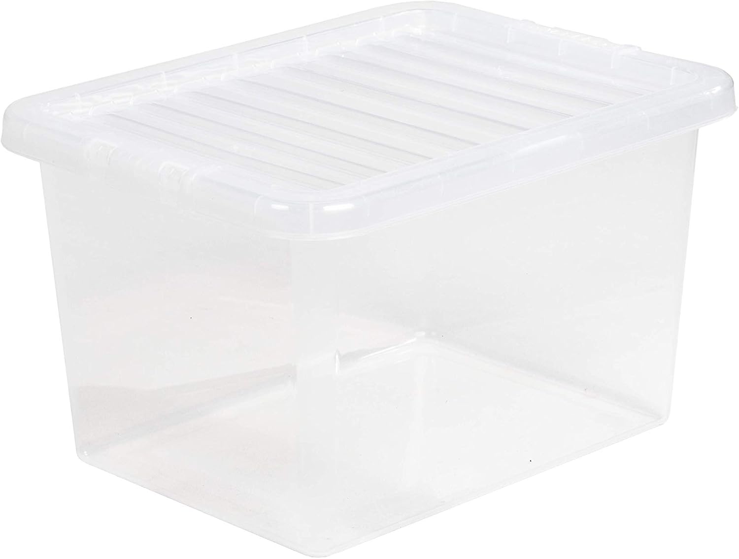 6 X 24 LITRE CLEAR PLASTIC STORAGE BOX AND CLIP LID