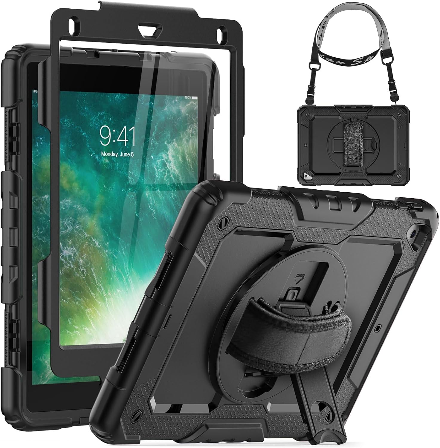 SEYMCY for iPad Air 2 Case, iPad 6th 5th Generation/Pro 9.7 Case, Fullbody Shock...