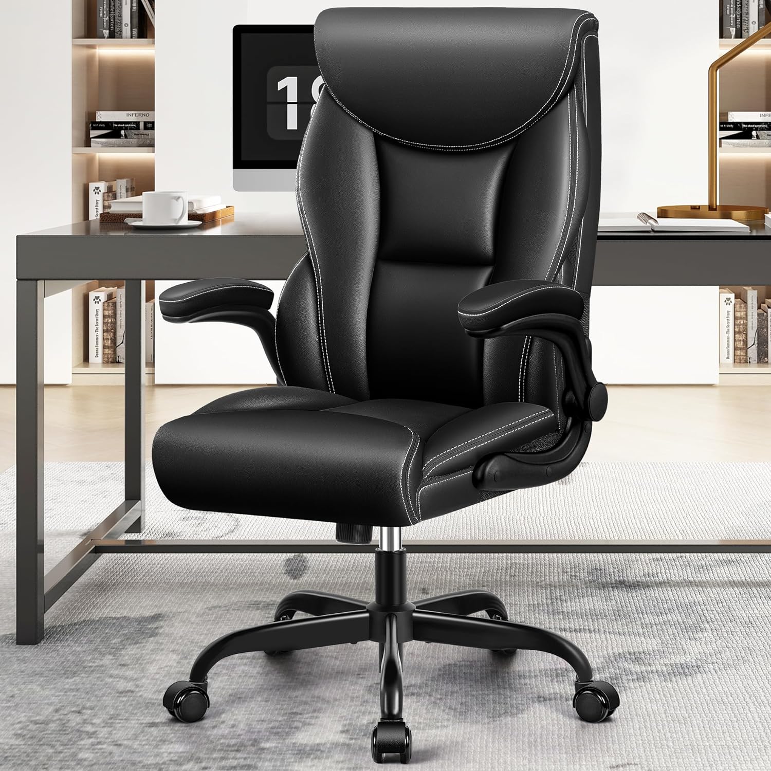 Office Chair Leather, Big and Tall Ergonomic Desk Chair Executive Office Chair,...