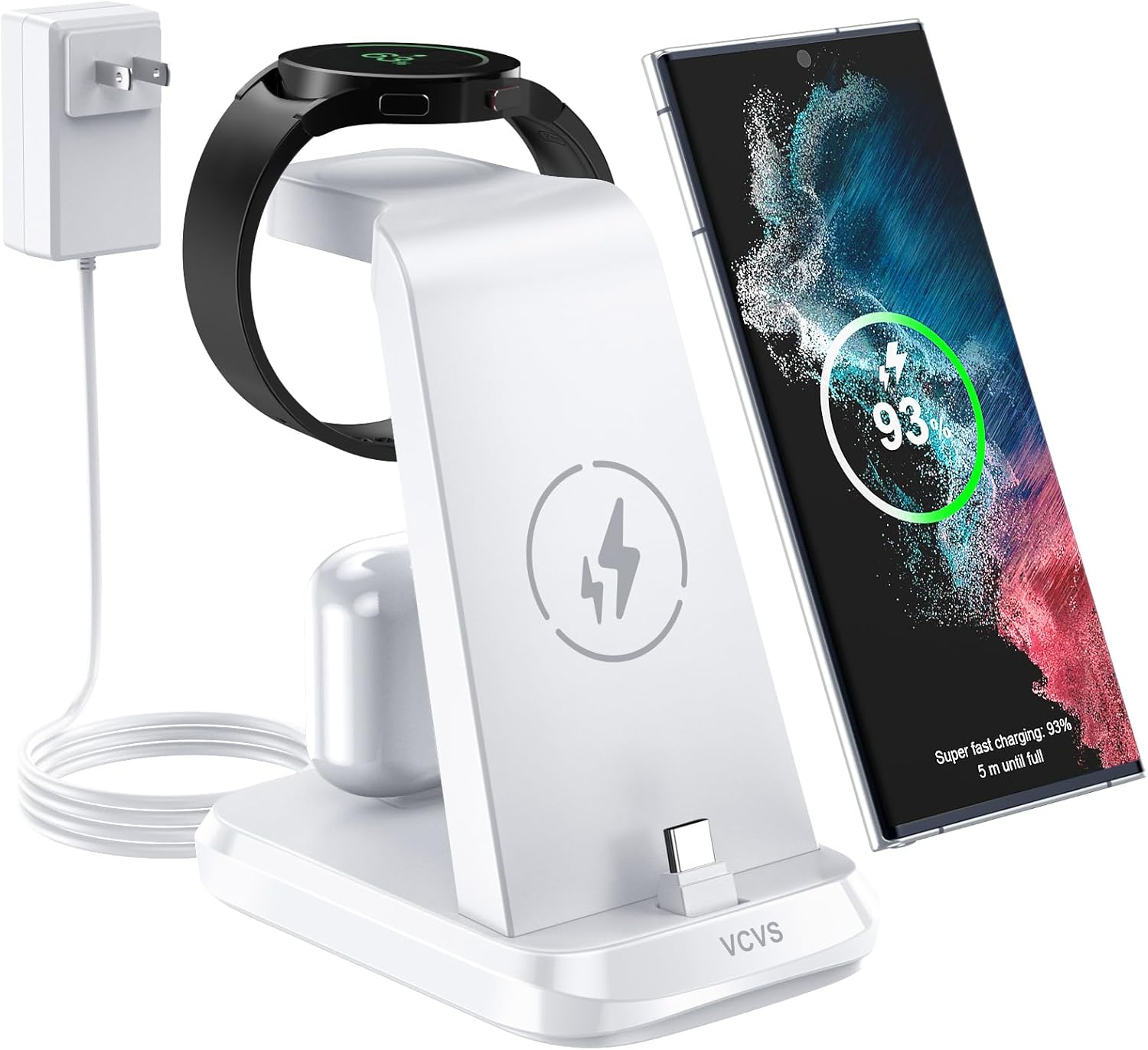 36W USB C Super Fast Charging Station for Samsung Phones Watches Earbuds, 3 in 1...