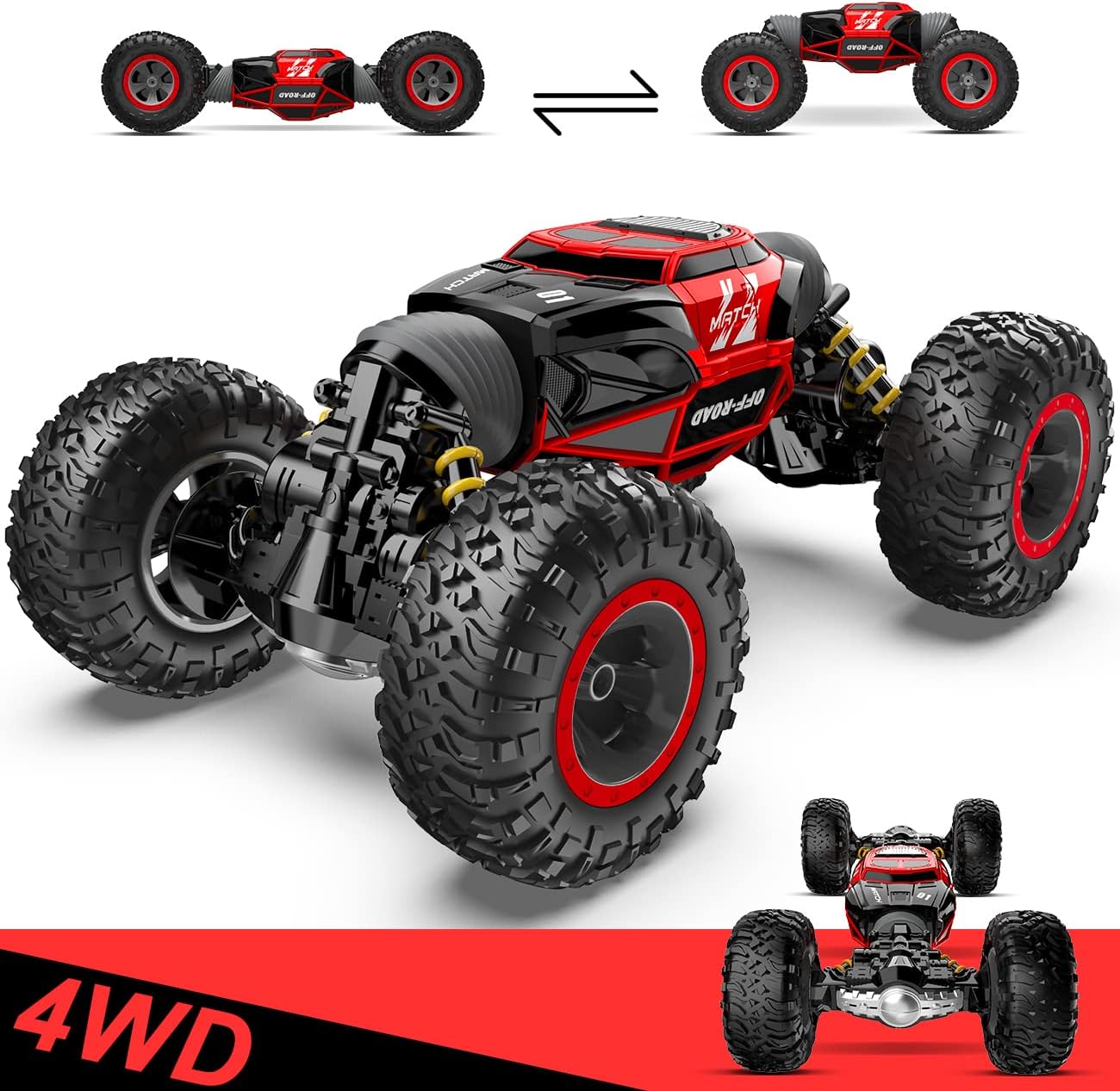 BEZGAR 1:14 Scale 4WD RC Crawler Truck - 15 Km/h All Terrain Electric Toy Car wi...