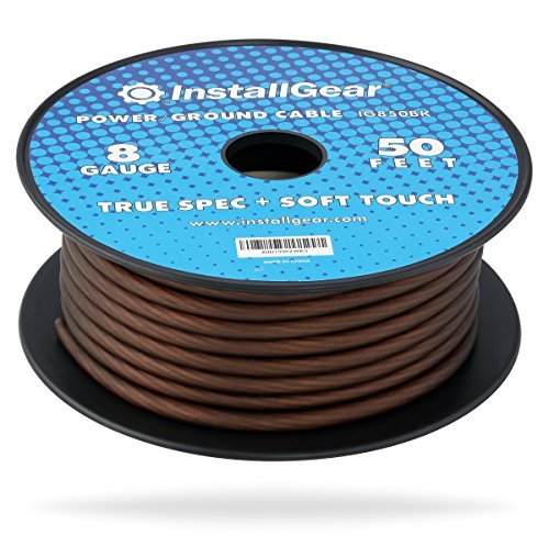 InstallGear 8 Gauge Wire (50ft) Copper Clad Aluminum CAA - Primary Automotive Wi...
