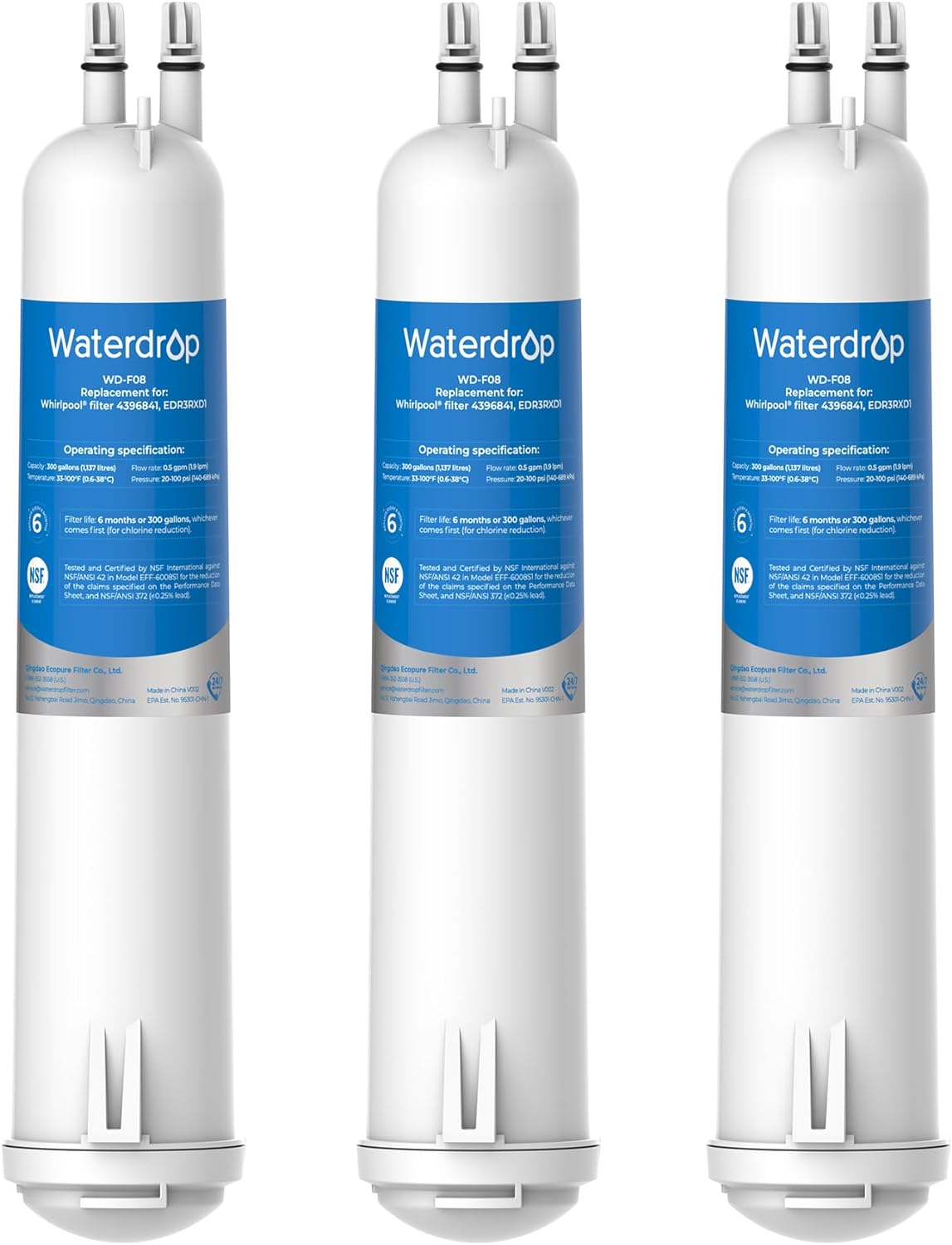 Waterdrop EDR3RXD1 Replacement for Everydrop® Filter 3, 4396841, 4396710, WD-F08...