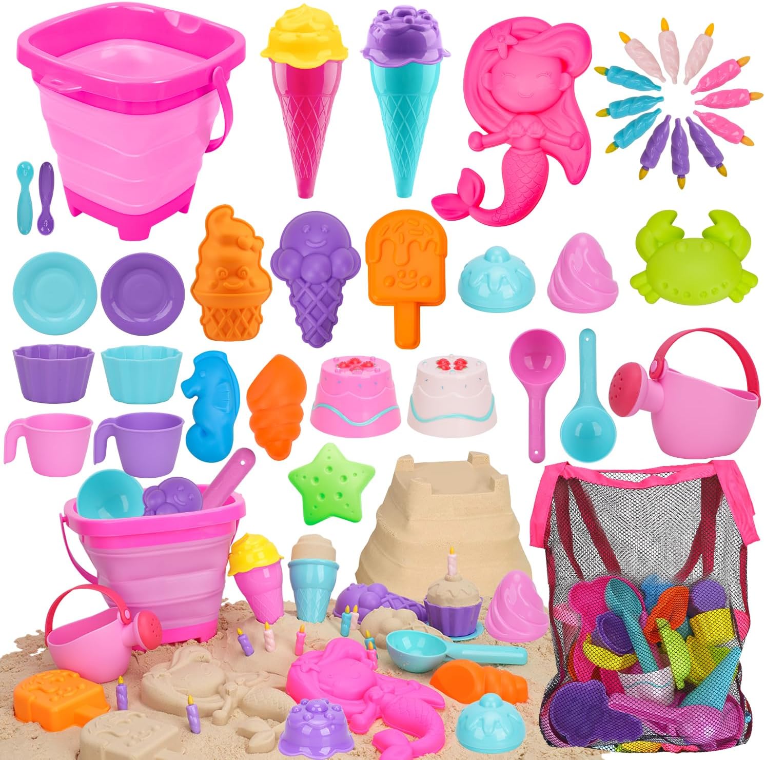 TOY Life Collapsible Beach Toys for Kids Ages 4-8, Collapsible Sand Toys for Tod...