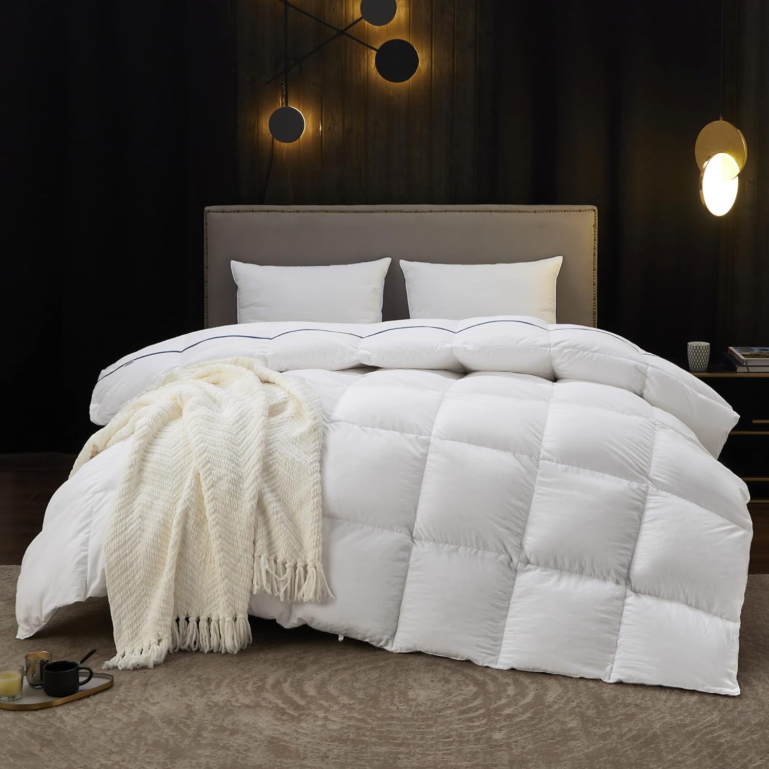 Bedsure Goose Feather Down Comforter California Ki...