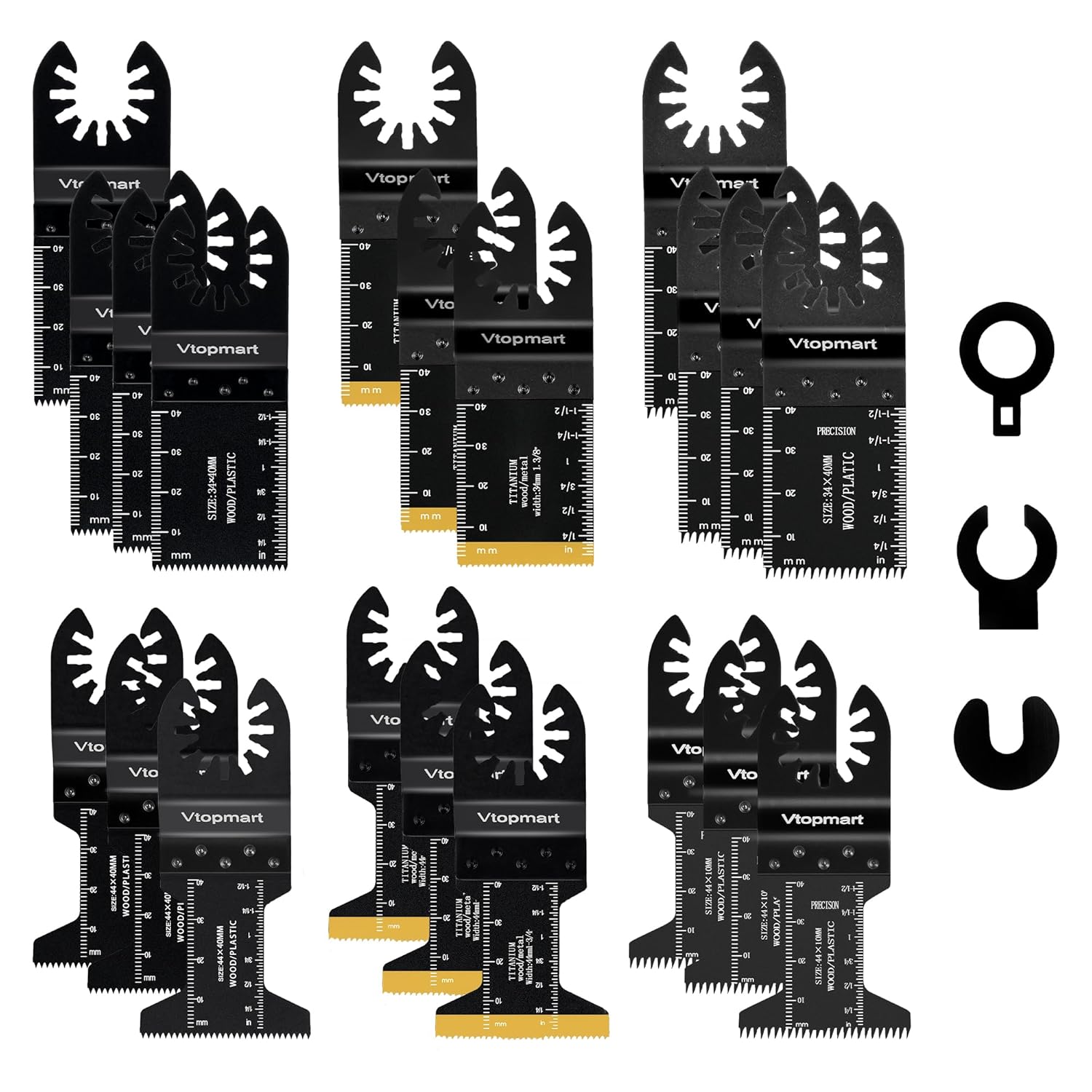 Vtopmart 20PCS Oscillating Saw Blades, Titanium Universal Multitool Quick Releas...
