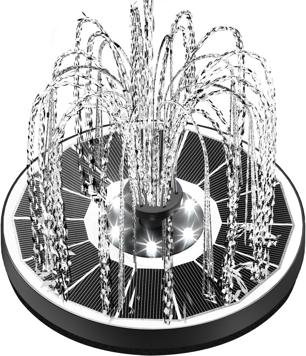 3.5W Solar Water Fountain with 2200mah Battery & Lights Glass, Small Bird Bath F...
