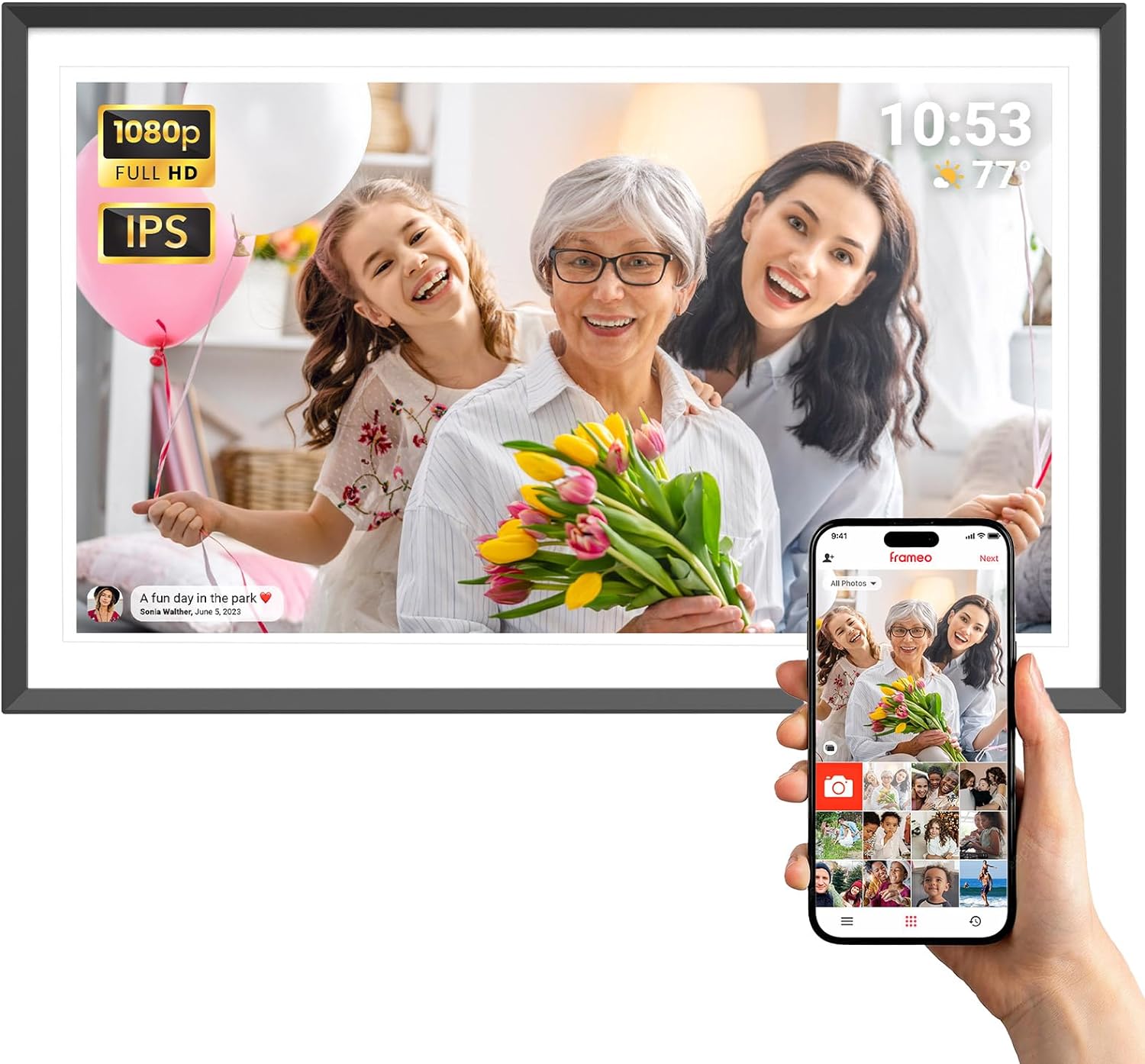 ApoloSign Digital Picture Frame 15.6 inch, WiFi Digital Photo Frame with 32GB St...