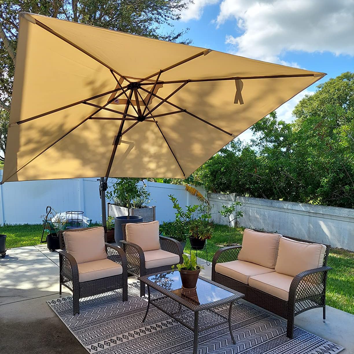 PURPLE LEAF 9 Feet Patio Umbrella Outdoor Cantilever Square Umbrella Aluminum Of...