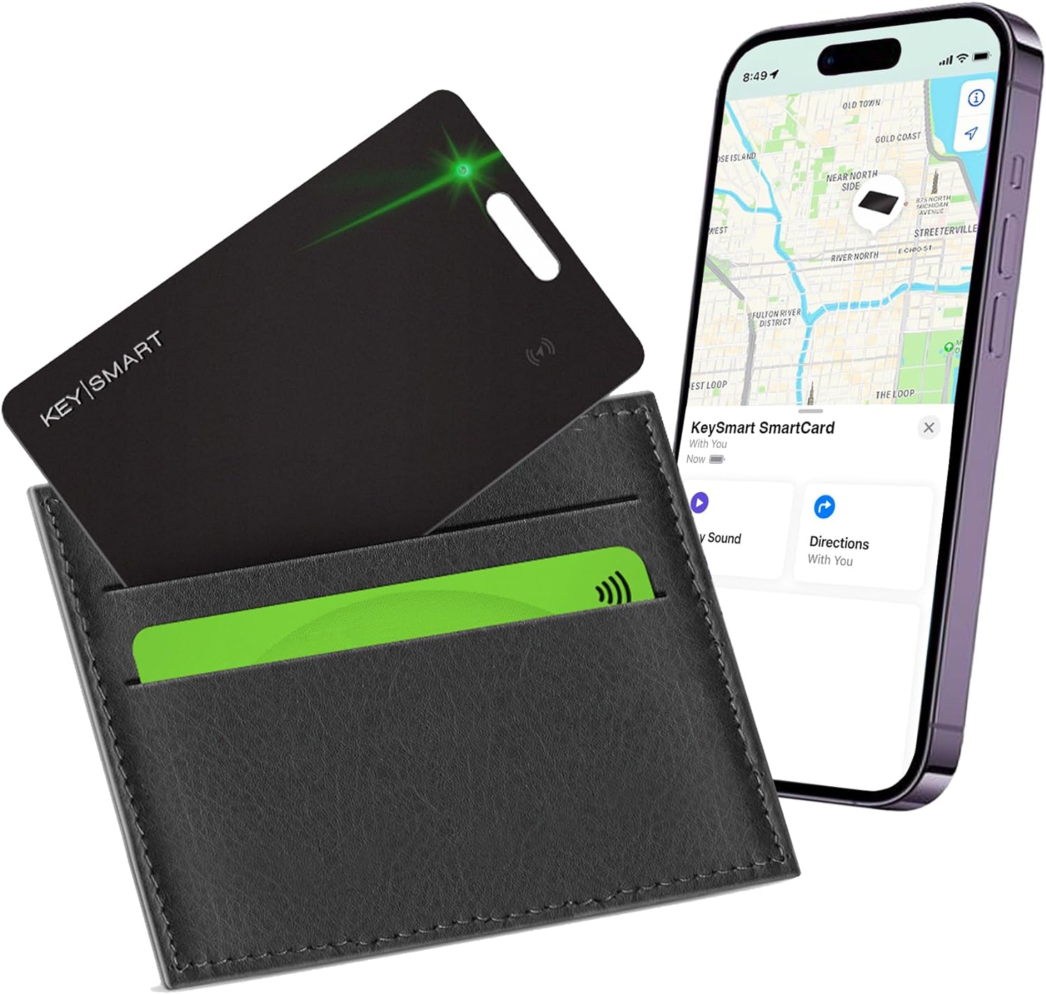 KeySmart SmartCard Wallet Tracker Card, Apple Find My App Compatible, Rechargeab...