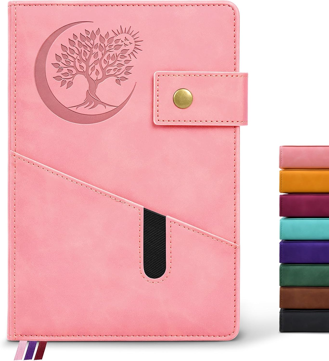 Blank Journal Notebook, A5 Hardcover Leather Sketchbook with 200 Pages Thick Bla...