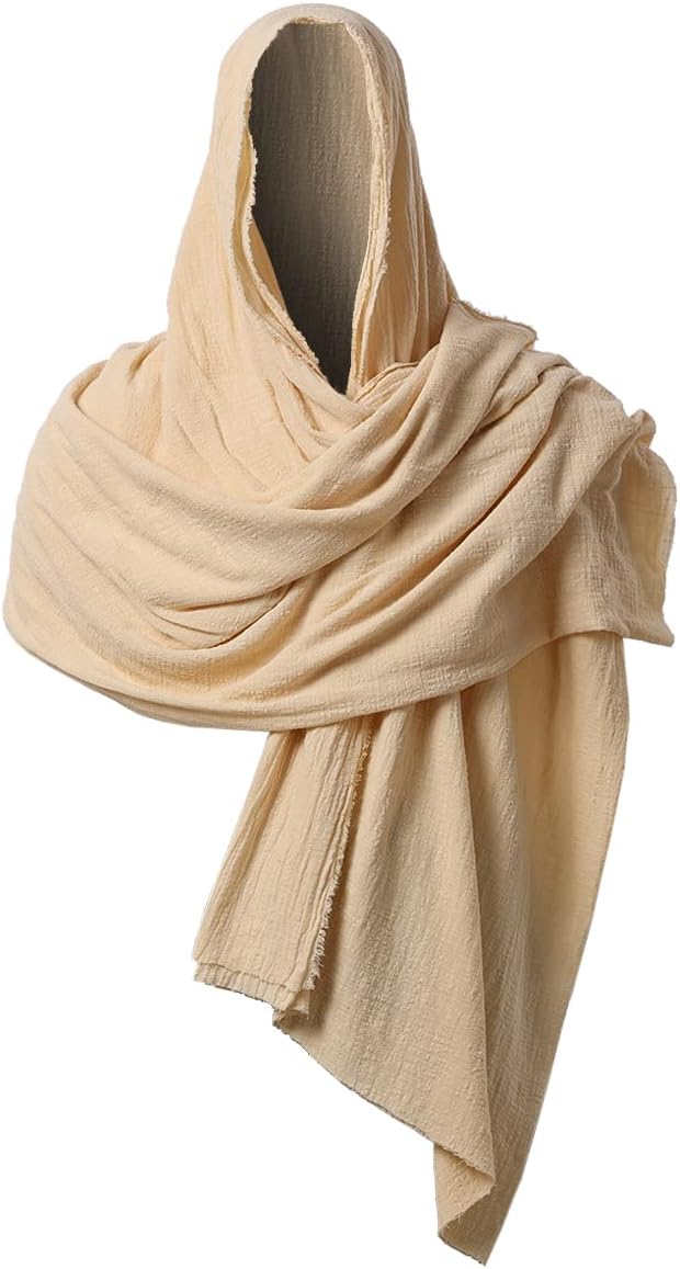 GRACEART Post Apocalyptic Shawl Scarf Shaman Cowl Medieval Costume Sash 08-beige