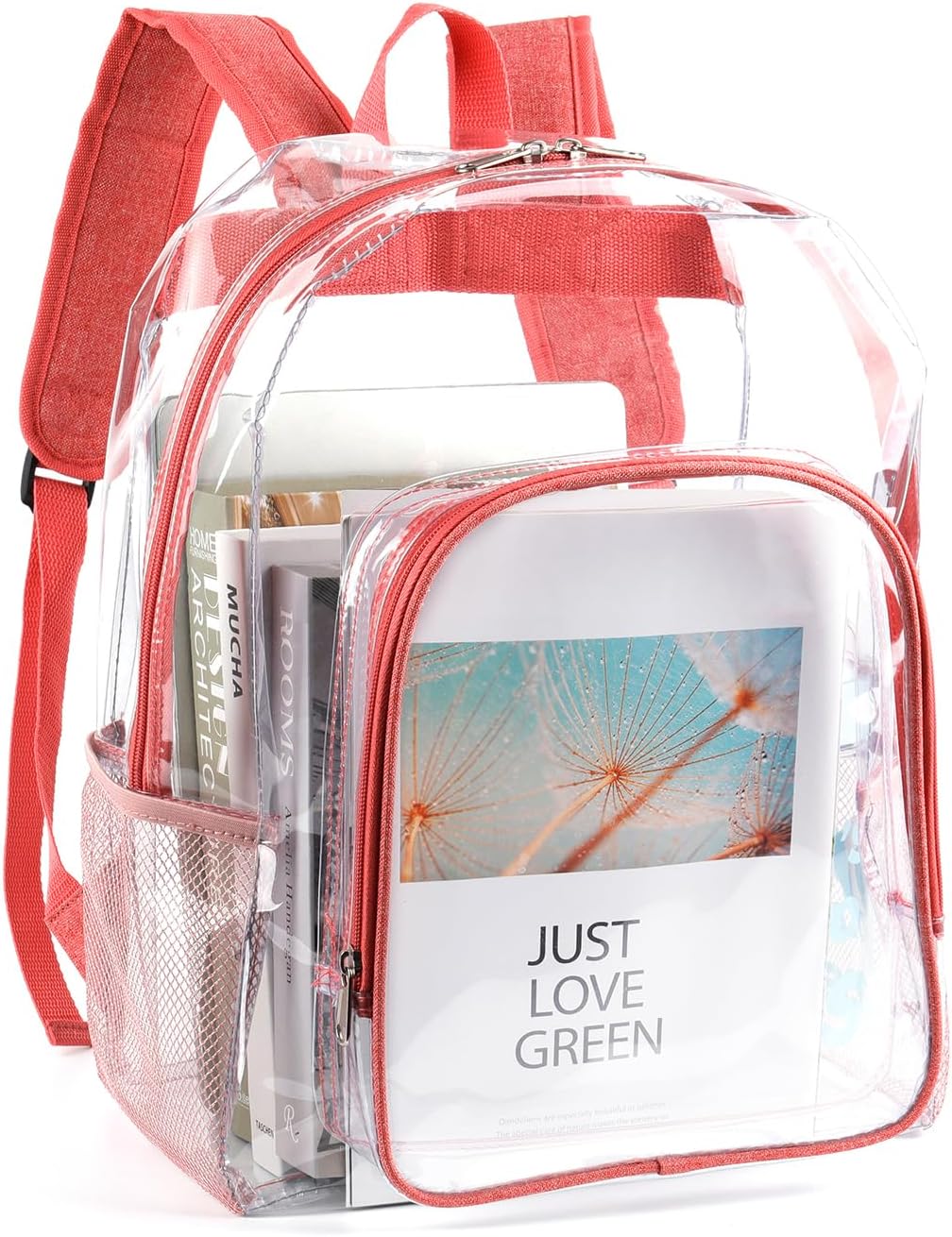 JOMPARO Clear Backpack for Girls, Pink Clear Bookbag See Through Backpack for Ki...