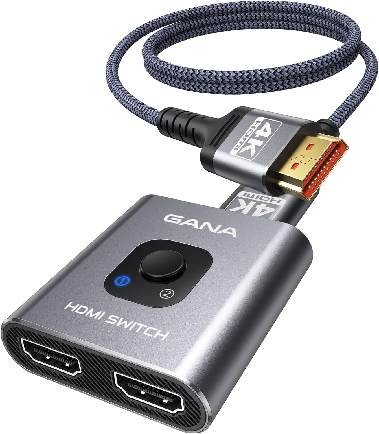 HDMI Switch 4K@60Hz Splitter【with 3FT HDMI Cable】, GANA Aluminum Bidirectional...
