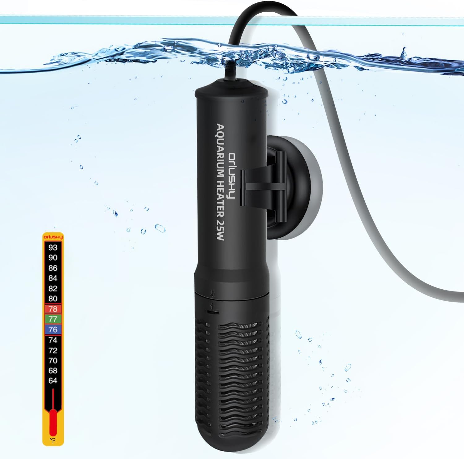 Orlushy 25W Small Submersible Aquarium Heater, Constant Temperature Betta Fish T...