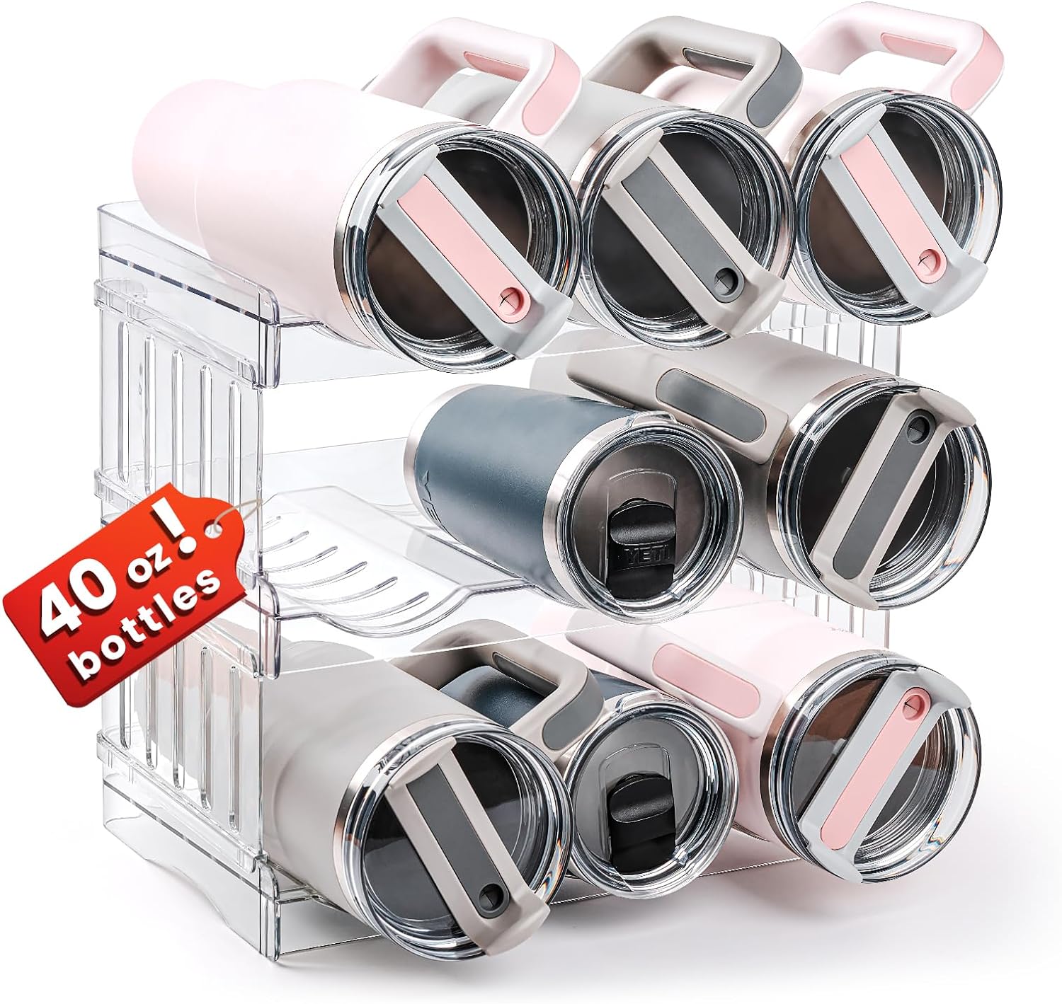 Water Bottle Organizer Holder for Stanley Cup Accessories, Fridge Kitchen Cabine...