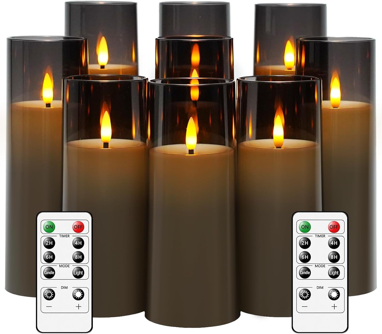 Flickering Flameless Candles Battery Operated with Remote and 2/4/6/8 H Timer Pl...